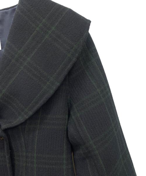 HER LIP TO（ハーリップトゥ）Her lip to (ハーリップトゥ) Herlipto Checked Pattern Wool Blend Coat ブラック×グリーン サイズ:Mの古着・服飾アイテム