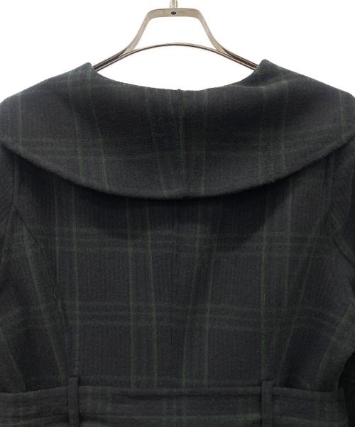 HER LIP TO（ハーリップトゥ）Her lip to (ハーリップトゥ) Herlipto Checked Pattern Wool Blend Coat ブラック×グリーン サイズ:Mの古着・服飾アイテム