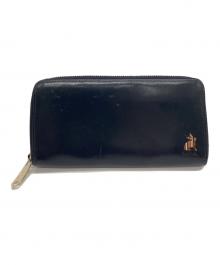 PAUL SMITH（ポールスミス）の古着「Paul Smith　マーケトリーストライプラビット　ラウンドファスナー長財布」｜ネイビー