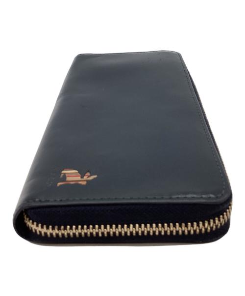 PAUL SMITH（ポールスミス）Paul Smith (ポールスミス) Paul Smith　マーケトリーストライプラビット　ラウンドファスナー長財布 ネイビーの古着・服飾アイテム