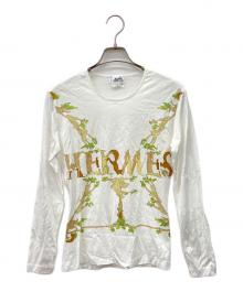 HERMES（エルメス）の古着「HERMES　アニマルロゴ OLD  長袖カットソー」｜ホワイト×ブラウン