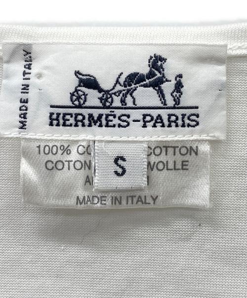 HERMES（エルメス）HERMES (エルメス) HERMES　アニマルロゴ OLD  長袖カットソー ホワイト×ブラウン サイズ:Sの古着・服飾アイテム
