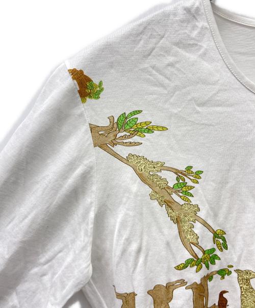 HERMES（エルメス）HERMES (エルメス) HERMES　アニマルロゴ OLD  長袖カットソー ホワイト×ブラウン サイズ:Sの古着・服飾アイテム