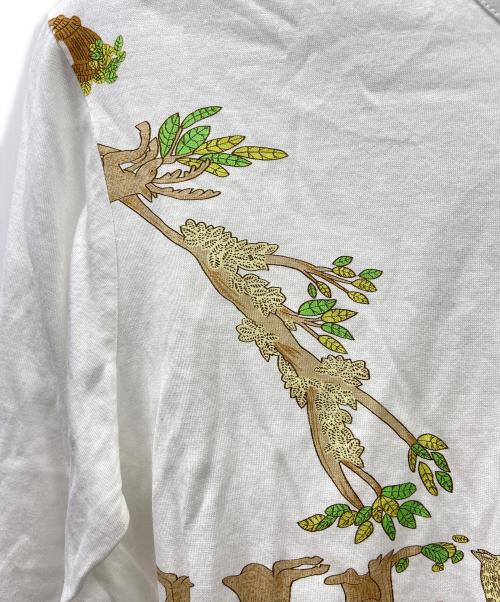 HERMES（エルメス）HERMES (エルメス) HERMES　アニマルロゴ OLD  長袖カットソー ホワイト×ブラウン サイズ:Sの古着・服飾アイテム