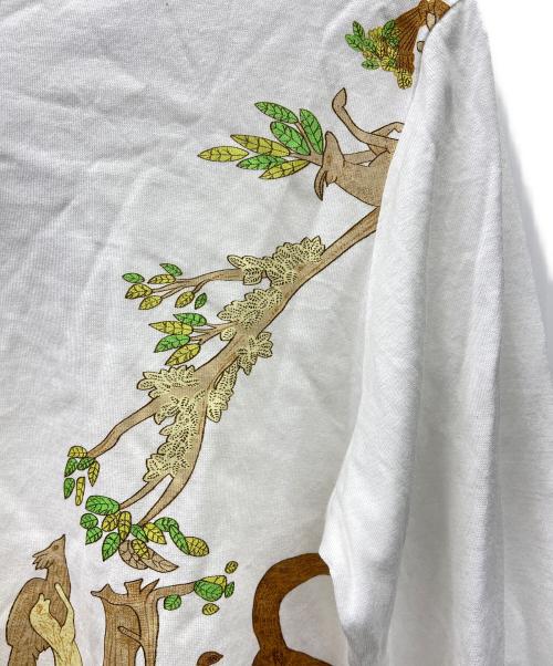 HERMES（エルメス）HERMES (エルメス) HERMES　アニマルロゴ OLD  長袖カットソー ホワイト×ブラウン サイズ:Sの古着・服飾アイテム