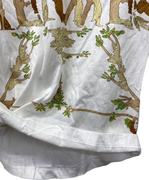 HERMES（エルメス）HERMES (エルメス) HERMES　アニマルロゴ OLD  長袖カットソー ホワイト×ブラウン サイズ:Sの古着・服飾アイテム