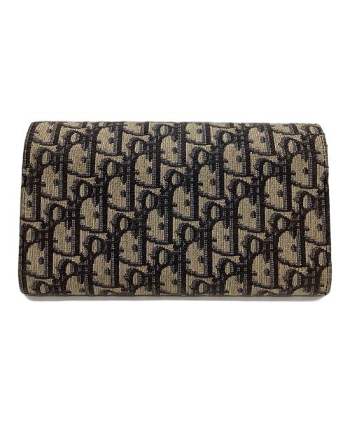 Dior（ディオール）Dior (ディオール) DIOR　ディオールディブリークジャガード　長財布 ベージュ×ネイビーの古着・服飾アイテム