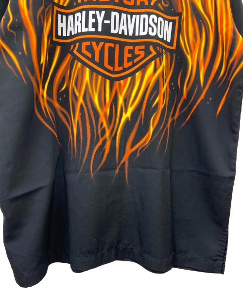 HARLEY-DAVIDSON（ハーレーダビッドソン）HARLEY-DAVIDSON (ハーレーダビッドソン) 半袖シャツ ブラック×オレンジ サイズ:Ｓの古着・服飾アイテム