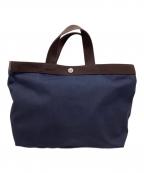 Herve Chapelierエルベシャプリエ）の古着「Herve Chapelier　コーデュラナイロン舟型トートM」｜ネイビー×ブラウン