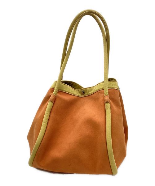 HERMES（エルメス）HERMES (エルメス) HERMES　サックバガ　キャンバストートバッグ イエロー×オレンジの古着・服飾アイテム