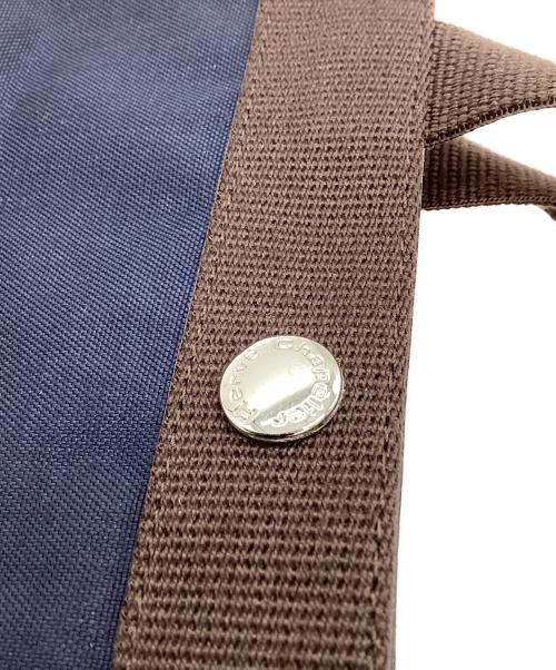 Herve Chapelier（エルベシャプリエ）Herve Chapelier (エルベシャプリエ) Herve Chapelier　コーデュラナイロン舟型トートS ネイビー×ブラウンの古着・服飾アイテム