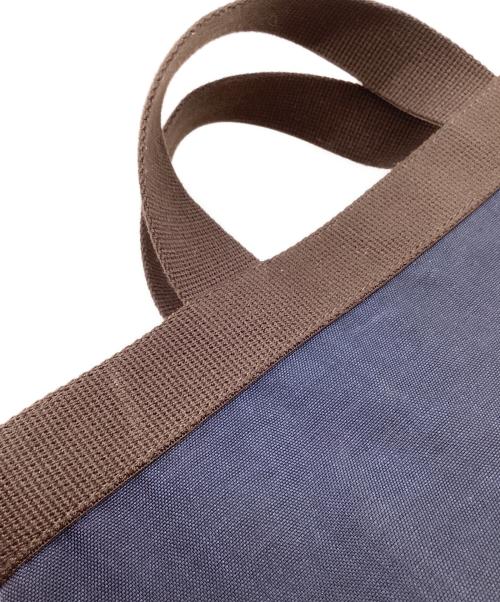 Herve Chapelier（エルベシャプリエ）Herve Chapelier (エルベシャプリエ) Herve Chapelier　コーデュラナイロン舟型トートS ネイビー×ブラウンの古着・服飾アイテム