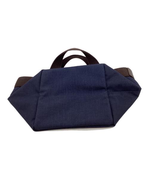 Herve Chapelier（エルベシャプリエ）Herve Chapelier (エルベシャプリエ) Herve Chapelier　コーデュラナイロン舟型トートS ネイビー×ブラウンの古着・服飾アイテム
