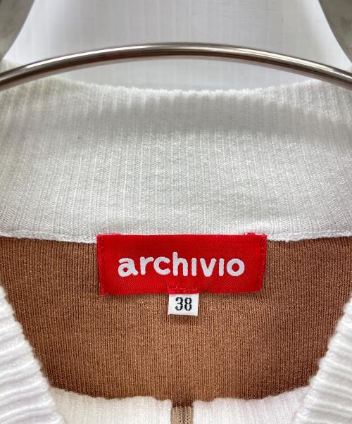 archivio（アルチビオ）archivio (アルチビオ) ゴルフウェア(トップス) ブラウン×ホワイト サイズ:38の古着・服飾アイテム