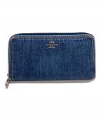 COACHコーチ）の古着「COACH　ロング ジップ アラウンド ウォレット・デニム　ラウンドファスナー長財布」｜インディゴ