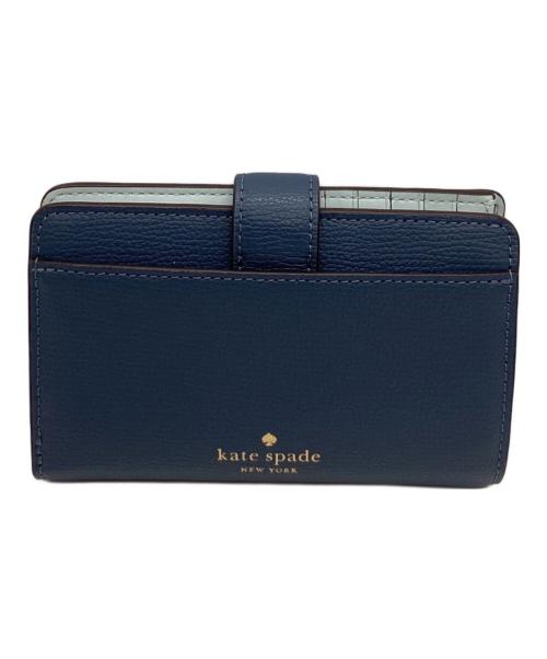 Kate Spade（ケイトスペード）Kate Spade (ケイトスペード) Kate Spade　フィービーフローラルアップリケターンロックミディアムウォレット ブルーの古着・服飾アイテム