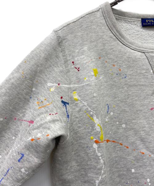 POLO RALPH LAUREN（ポロ・ラルフローレン）POLO RALPH LAUREN (ポロ・ラルフローレン) クルーネックペイントスウェット グレー サイズ:Mの古着・服飾アイテム