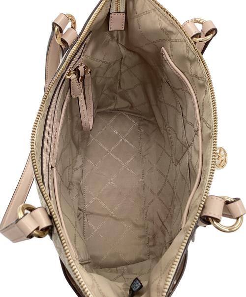MICHAEL KORS（マイケル・コース）MICHAEL KORS (マイケル・コース) トートバッグ ベージュ×ピンクの古着・服飾アイテム