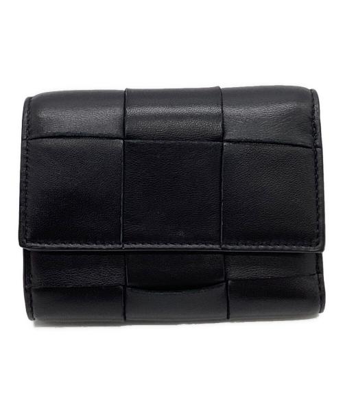 BOTTEGA VENETA（ボッテガベネタ）BOTTEGA VENETA (ボッテガベネタ) BOTTEGA VENETA　カセット　マキシイントレチャート 　3つ折り財布 ブラックの古着・服飾アイテム