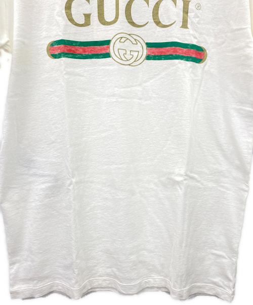 GUCCI（グッチ）GUCCI (グッチ) オーバーサイズロゴTシャツ ホワイト サイズ:XSの古着・服飾アイテム