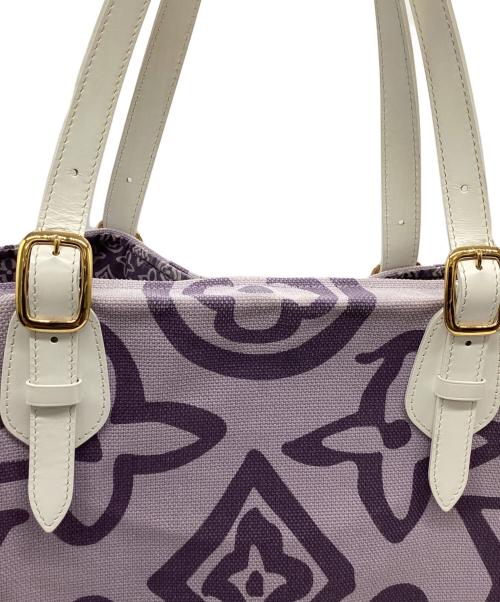LOUIS VUITTON（ルイ ヴィトン）LOUIS VUITTON (ルイ ヴィトン) トートバッグ パープル×ホワイトの古着・服飾アイテム