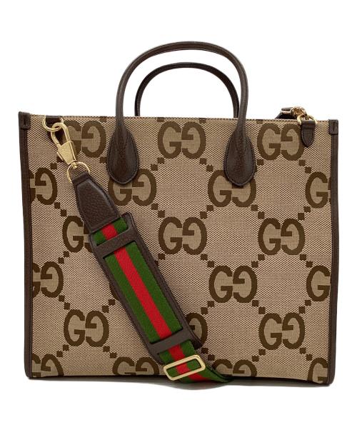 GUCCI（グッチ）GUCCI (グッチ) 2WAYバッグ ブラウン×ベージュの古着・服飾アイテム