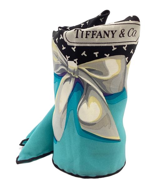 TIFFANY & Co.（ティファニー）Tiffany & Co. (ティファニー) Tiffany & Co.　ダンシングT　シルクスカーフ ブラック×ブルーの古着・服飾アイテム