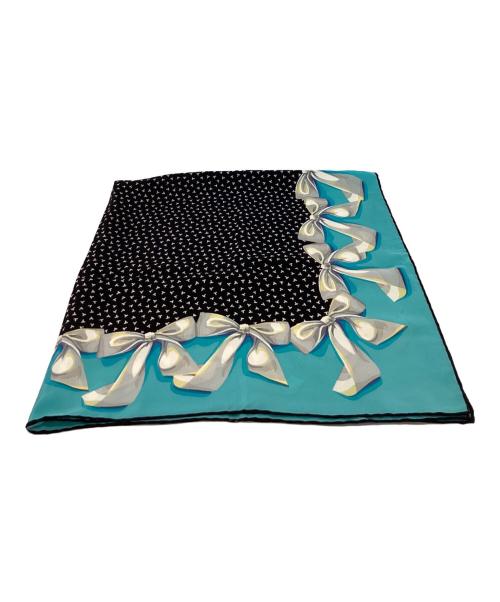 TIFFANY & Co.（ティファニー）Tiffany & Co. (ティファニー) Tiffany & Co.　ダンシングT　シルクスカーフ ブラック×ブルーの古着・服飾アイテム