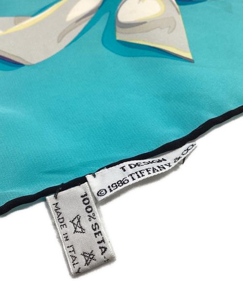 TIFFANY & Co.（ティファニー）Tiffany & Co. (ティファニー) Tiffany & Co.　ダンシングT　シルクスカーフ ブラック×ブルーの古着・服飾アイテム