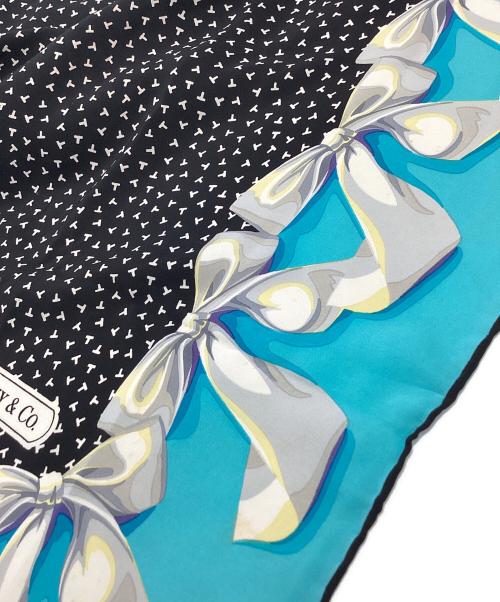 TIFFANY & Co.（ティファニー）Tiffany & Co. (ティファニー) Tiffany & Co.　ダンシングT　シルクスカーフ ブラック×ブルーの古着・服飾アイテム