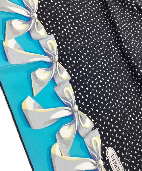 TIFFANY & Co.（ティファニー）Tiffany & Co. (ティファニー) Tiffany & Co.　ダンシングT　シルクスカーフ ブラック×ブルーの古着・服飾アイテム