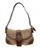 COACHコーチ）の古着「COACH　シグネチャー　ショルダーバッグ」｜ベージュ×ブラウン