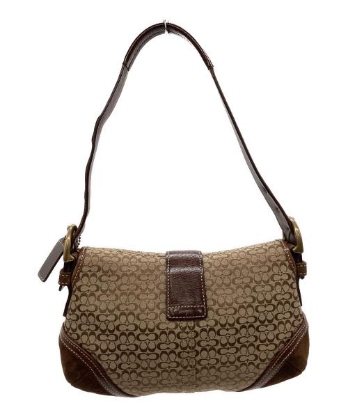 COACH（コーチ）COACH (コーチ) COACH　シグネチャー　ショルダーバッグ ベージュ×ブラウンの古着・服飾アイテム