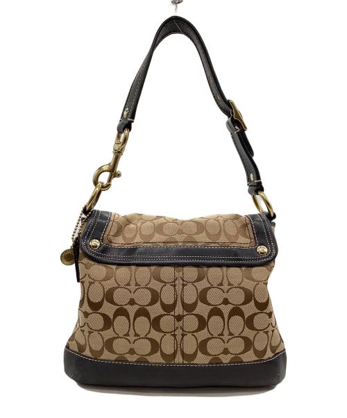 COACH（コーチ）COACH (コーチ) シグネチャーワンハンドルショルダーバッグ ベージュ×ブラウン サイズ:なしの古着・服飾アイテム