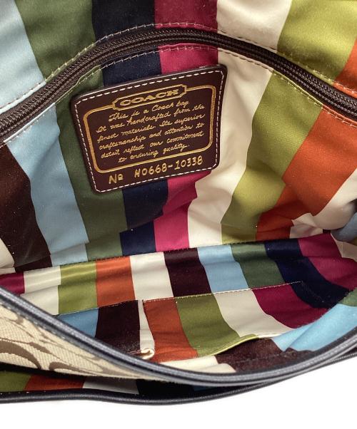 COACH（コーチ）COACH (コーチ) シグネチャーワンハンドルショルダーバッグ ベージュ×ブラウン サイズ:なしの古着・服飾アイテム