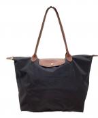 LONGCHAMPロンシャン）の古着「LONGCHAMP　ハンドバッグ」｜ブラウン×ブラック