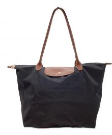 LONGCHAMP（ロンシャン）の古着「LONGCHAMP　ハンドバッグ」｜ブラウン×ブラック