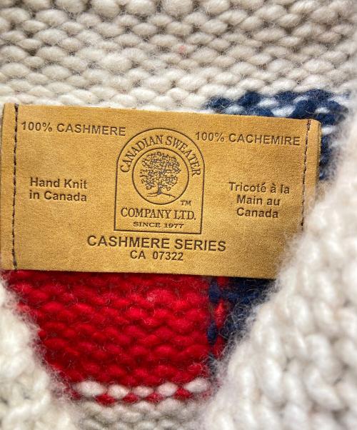 CANADIAN SWEATER（カナディアンセーター）CANADIAN SWEATER (カナディアンセーター) カウチンニットカーディガン レッド×ベージュ サイズ:42の古着・服飾アイテム