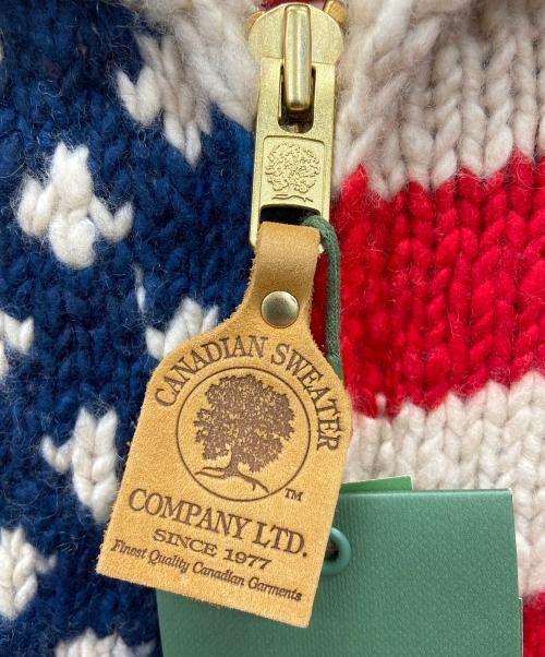 CANADIAN SWEATER（カナディアンセーター）CANADIAN SWEATER (カナディアンセーター) カウチンニットカーディガン レッド×ベージュ サイズ:42の古着・服飾アイテム