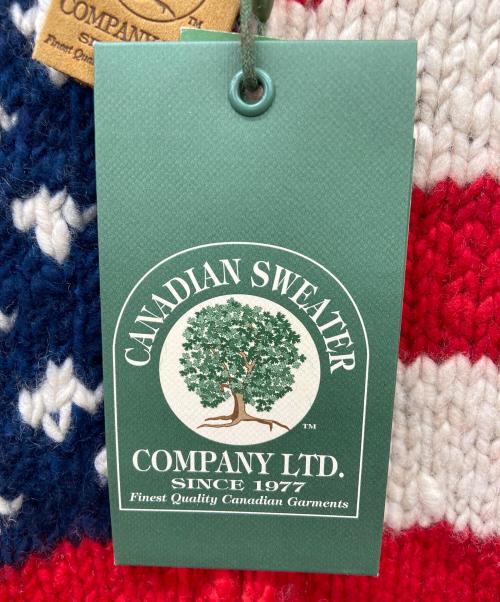 CANADIAN SWEATER（カナディアンセーター）CANADIAN SWEATER (カナディアンセーター) カウチンニットカーディガン レッド×ベージュ サイズ:42の古着・服飾アイテム