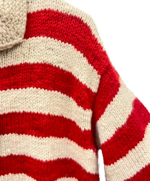 CANADIAN SWEATER（カナディアンセーター）CANADIAN SWEATER (カナディアンセーター) カウチンニットカーディガン レッド×ベージュ サイズ:42の古着・服飾アイテム
