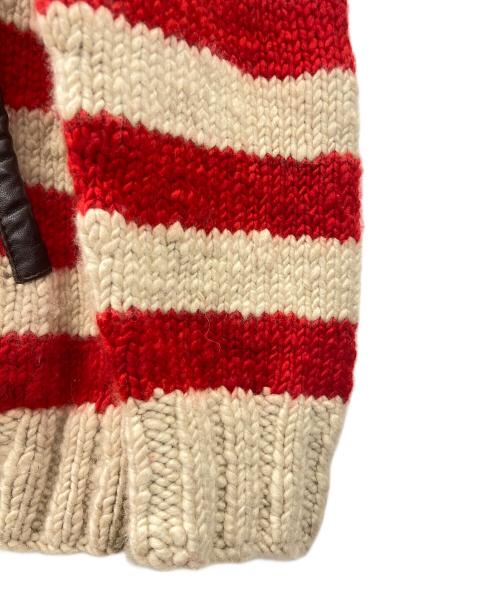 CANADIAN SWEATER（カナディアンセーター）CANADIAN SWEATER (カナディアンセーター) カウチンニットカーディガン レッド×ベージュ サイズ:42の古着・服飾アイテム
