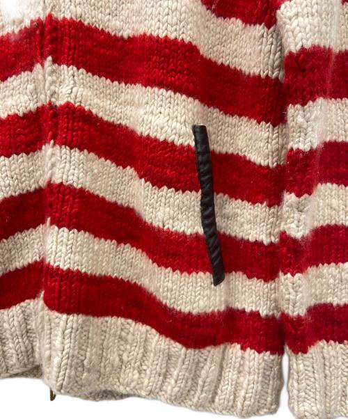 CANADIAN SWEATER（カナディアンセーター）CANADIAN SWEATER (カナディアンセーター) カウチンニットカーディガン レッド×ベージュ サイズ:42の古着・服飾アイテム