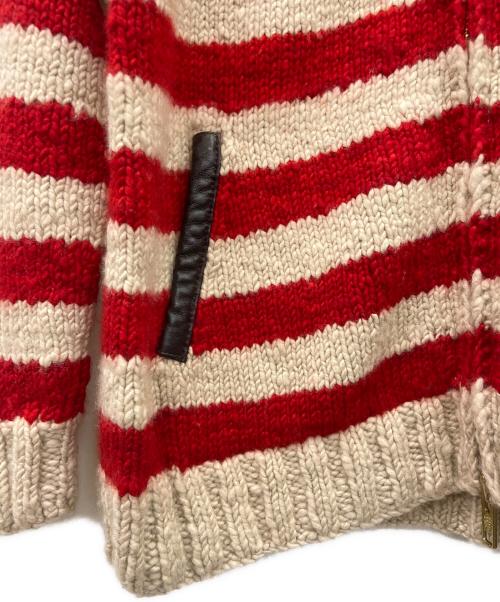 CANADIAN SWEATER（カナディアンセーター）CANADIAN SWEATER (カナディアンセーター) カウチンニットカーディガン レッド×ベージュ サイズ:42の古着・服飾アイテム