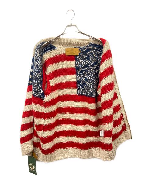 CANADIAN SWEATER（カナディアンセーター）CANADIAN SWEATER (カナディアンセーター) カウチンニットカーディガン レッド×ベージュ サイズ:42の古着・服飾アイテム