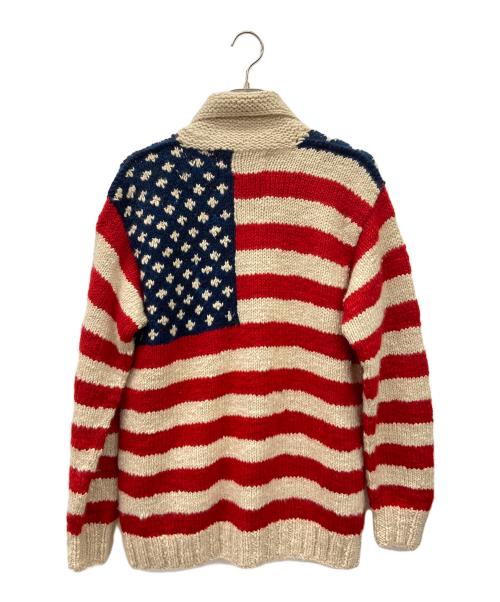 CANADIAN SWEATER（カナディアンセーター）CANADIAN SWEATER (カナディアンセーター) カウチンニットカーディガン レッド×ベージュ サイズ:42の古着・服飾アイテム