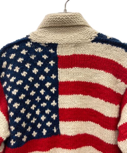 CANADIAN SWEATER（カナディアンセーター）CANADIAN SWEATER (カナディアンセーター) カウチンニットカーディガン レッド×ベージュ サイズ:42の古着・服飾アイテム