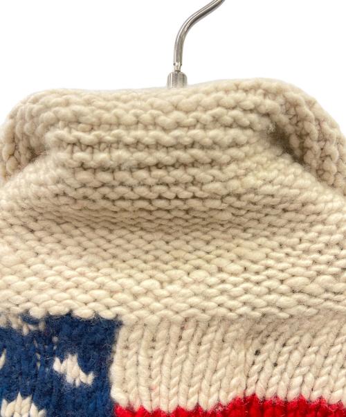 CANADIAN SWEATER（カナディアンセーター）CANADIAN SWEATER (カナディアンセーター) カウチンニットカーディガン レッド×ベージュ サイズ:42の古着・服飾アイテム