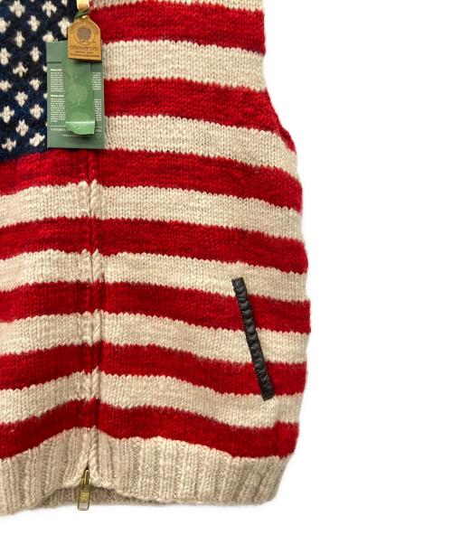 CANADIAN SWEATER（カナディアンセーター）CANADIAN SWEATER (カナディアンセーター) ニットベスト レッド×ベージュ サイズ:42の古着・服飾アイテム