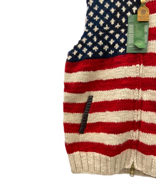 CANADIAN SWEATER（カナディアンセーター）CANADIAN SWEATER (カナディアンセーター) ニットベスト レッド×ベージュ サイズ:42の古着・服飾アイテム